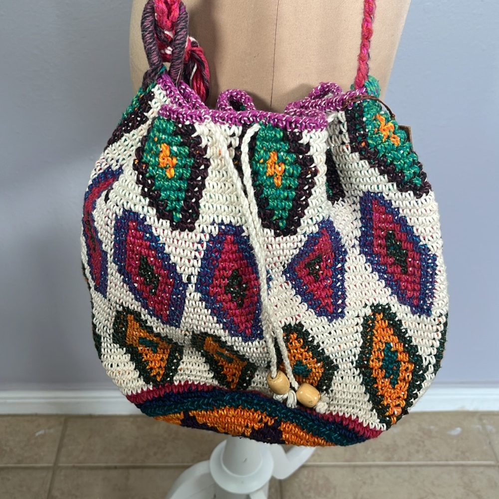 Hiptipico Multicolor Crochet Crossbody Bag – Artisan Boho Festival Purse - Picture 4 of 13